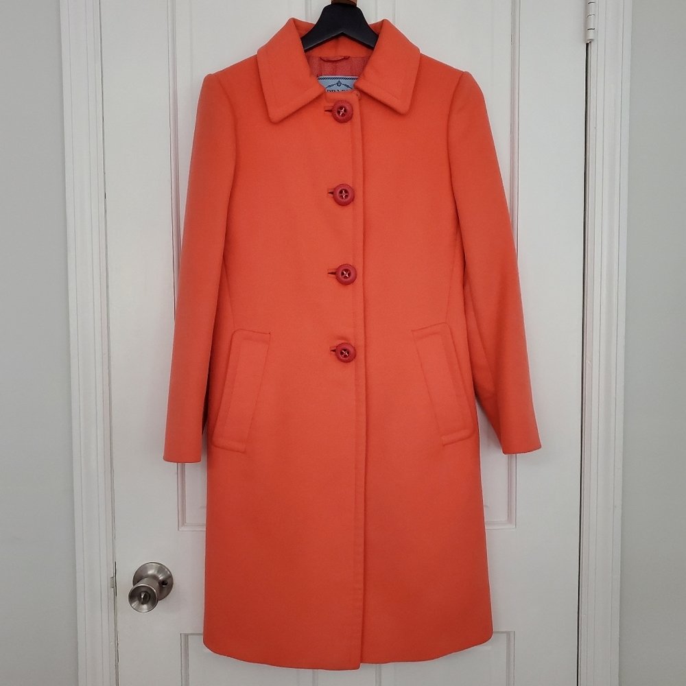 $2500 PRADA Wool Angora Blend Coat IT 38 Made in Italy